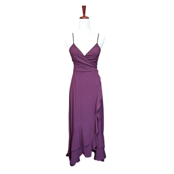 NEW Lulus In Love Forever Plum Lace-Up High-Low Maxi Dress #1581 - Picture 6 of 9